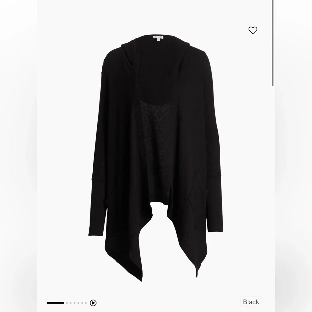 Splendid Hooded Drapes Thermal Black Women's Cardigan - Picture 4 of 7